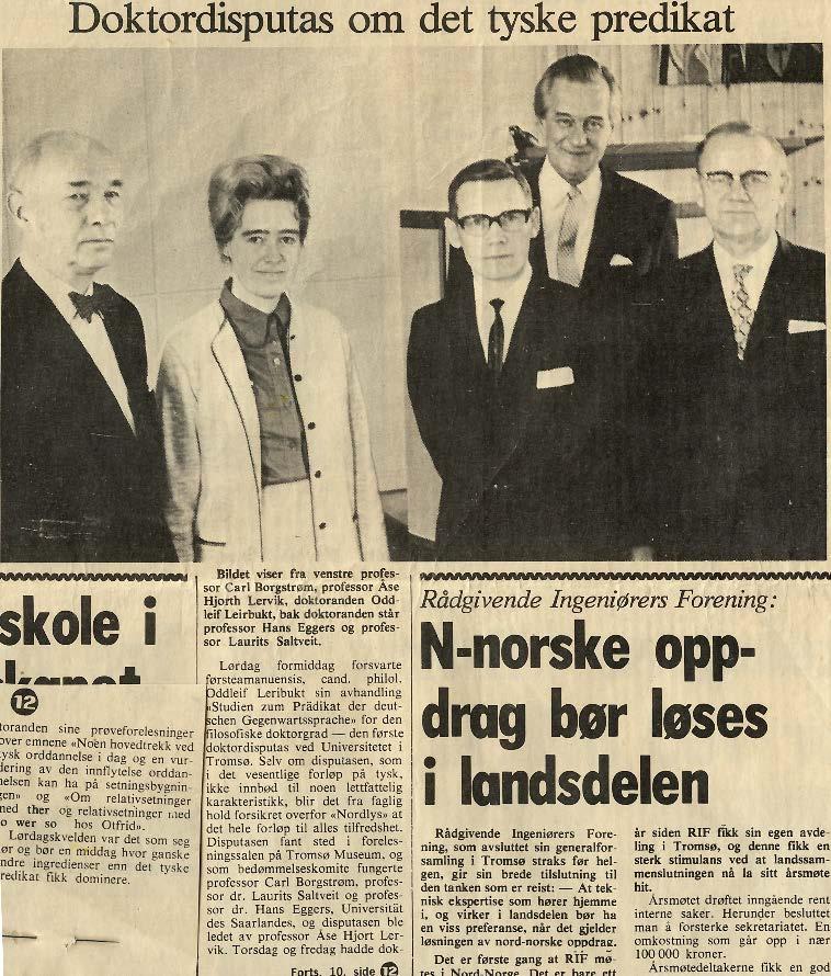 Faksimile av ei gulna avisside frå 1973
